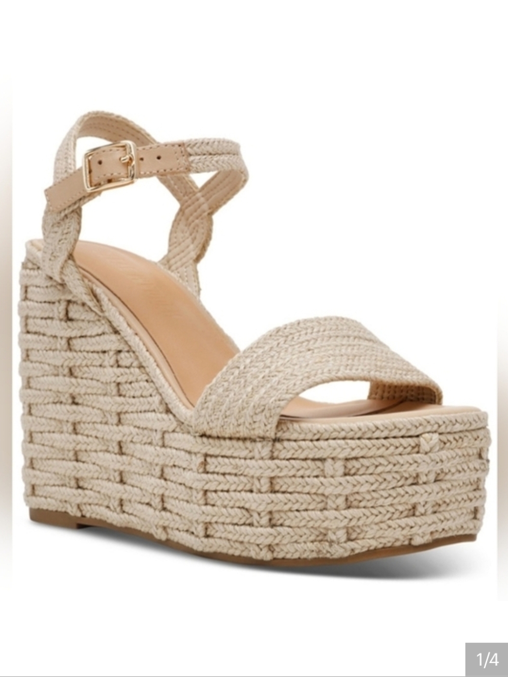 Steve Madden Natural Braided Platform Wedge Sandals